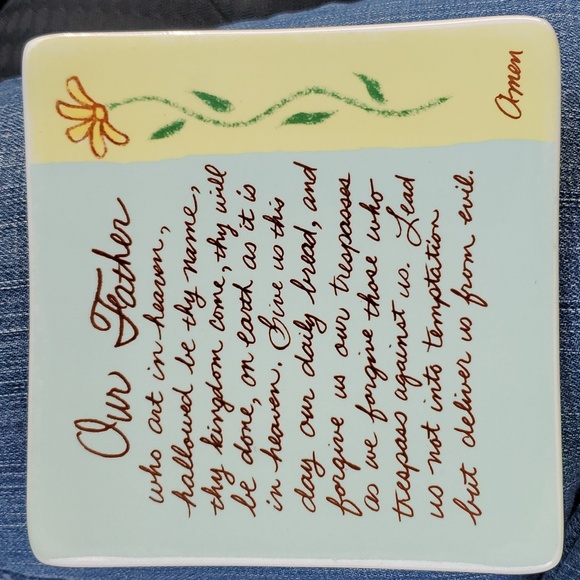 Carson Home Accents The Lord's Prayer Square Plate Porcelain 5" X 5" SUPER CUTE - Picture 1 of 7